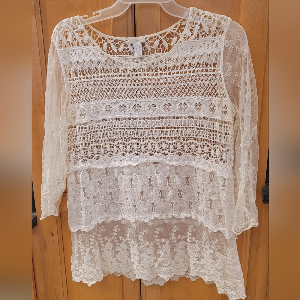 Chico's Cream Lace Blouse